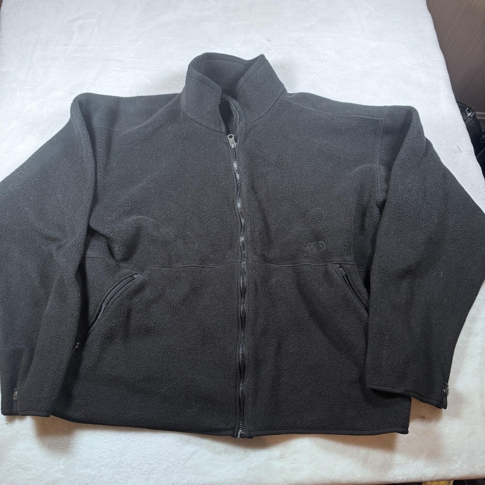 Vintage The North Face Fleece‎ Jacket Mens XL Black Full Zip Made USA 90s